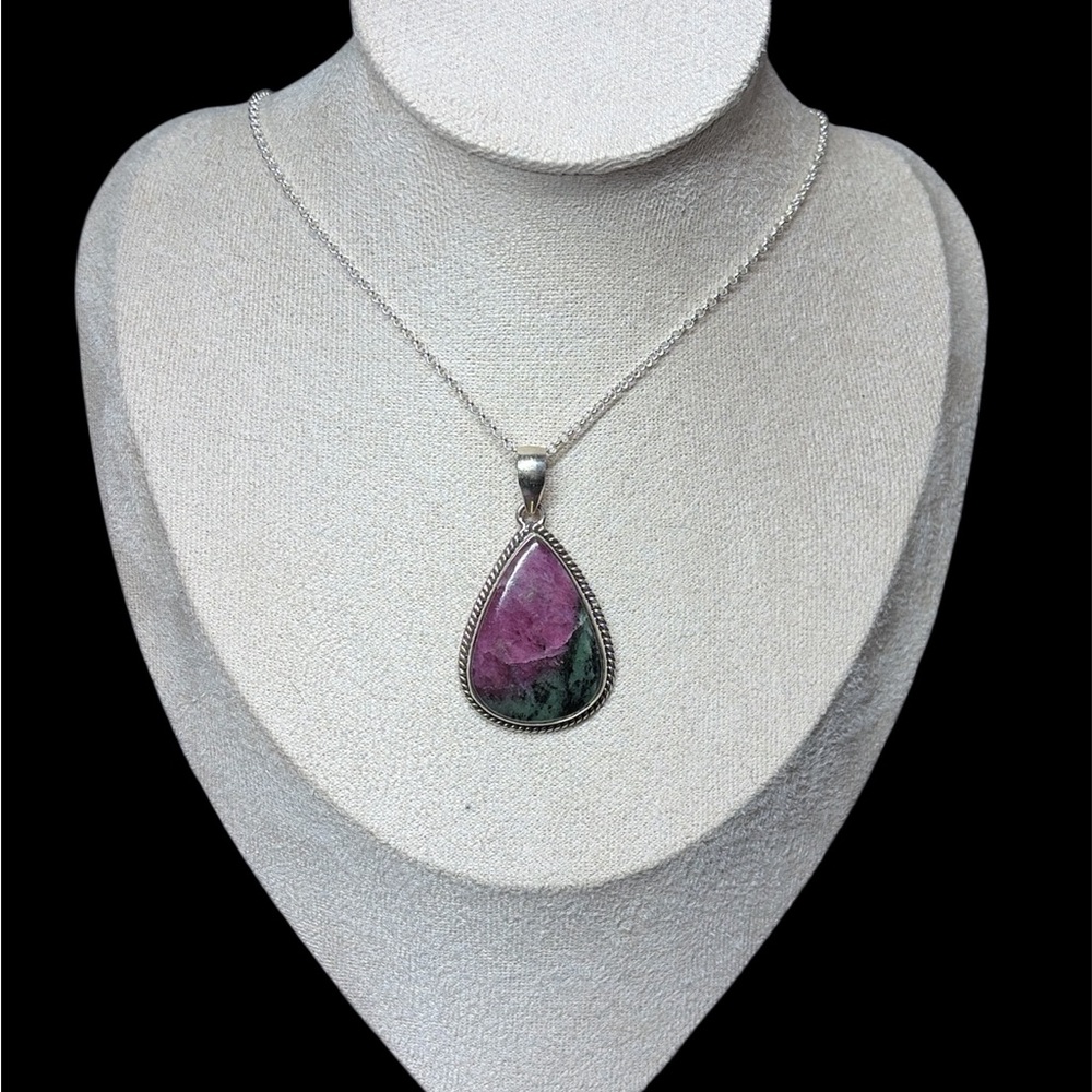 Ruby Zoisite 925 Sterling Silver Pendant